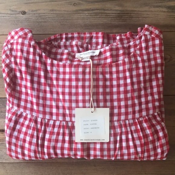 NWT - Red and White Gingham Gianna Dress by BeachLunchLounge. Small, Petite. - Picture 2 of 7
